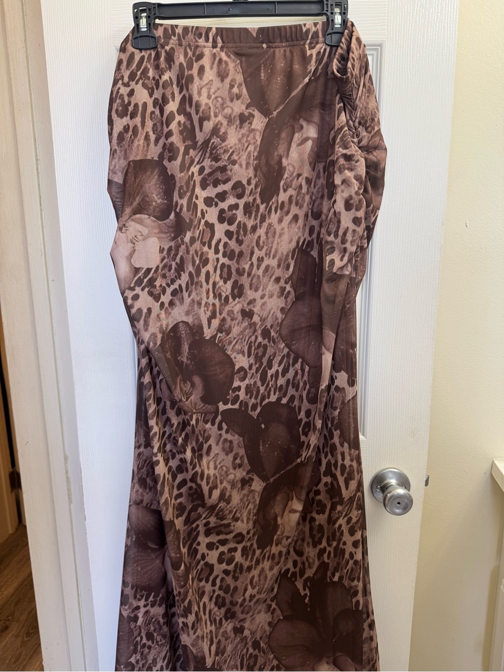 SHEIN Brown Leopard & Floral Maxi Dress
